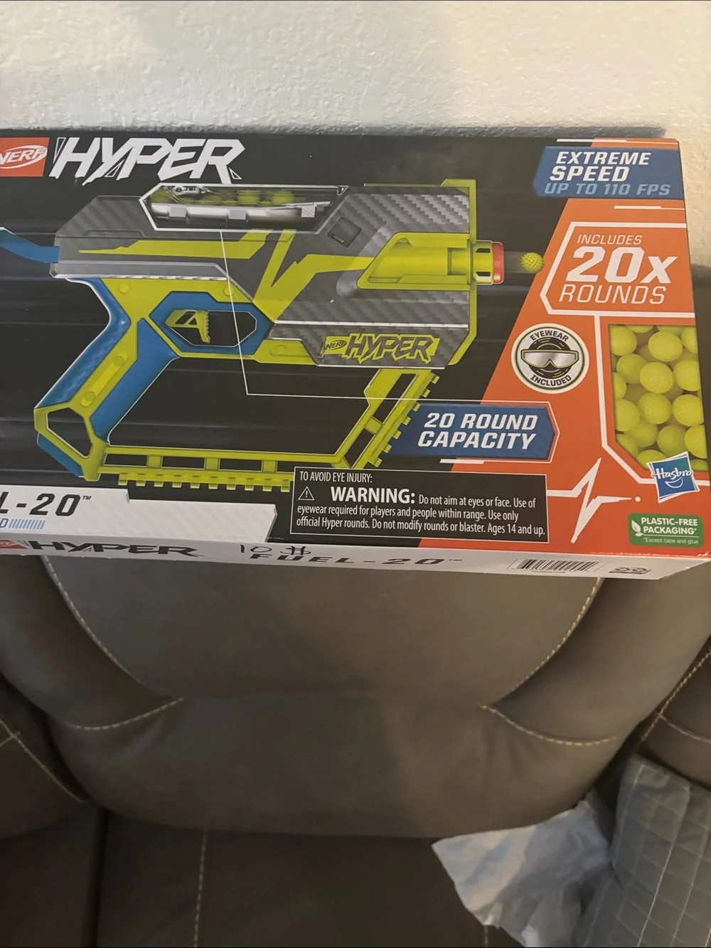 Nerf Hyper Foam Blaster in Yellow and Blue with 20 Rounds